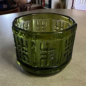 Vintage Indiana Glass Avocado Green Planter/Decorative Bowl